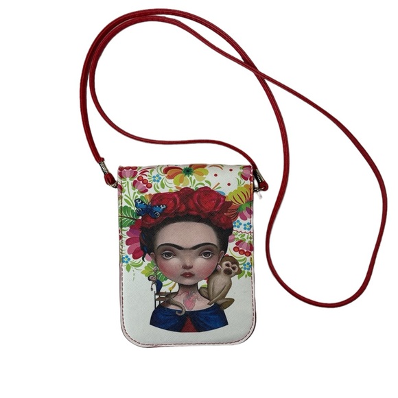 Frida Kahlo Crossbody Genuine Leather Purse Handbag PERFECT for Phone and Wallet - Picture 1 of 7